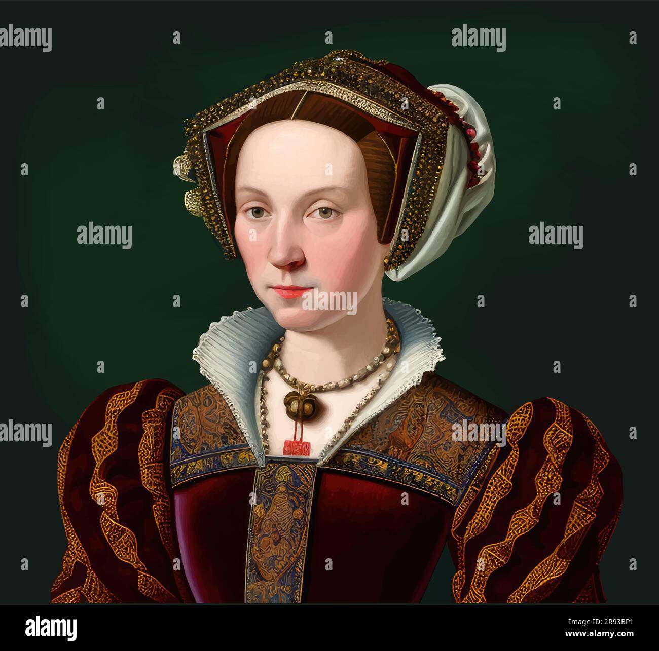 Interpretation of Catherine Parr (1512-1548), last wife of Henry VIII. Stock Vector