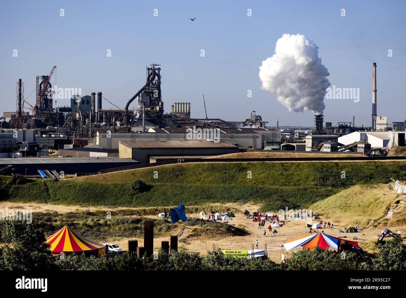 Environmental activists protest at Dutch Tata Steel plant