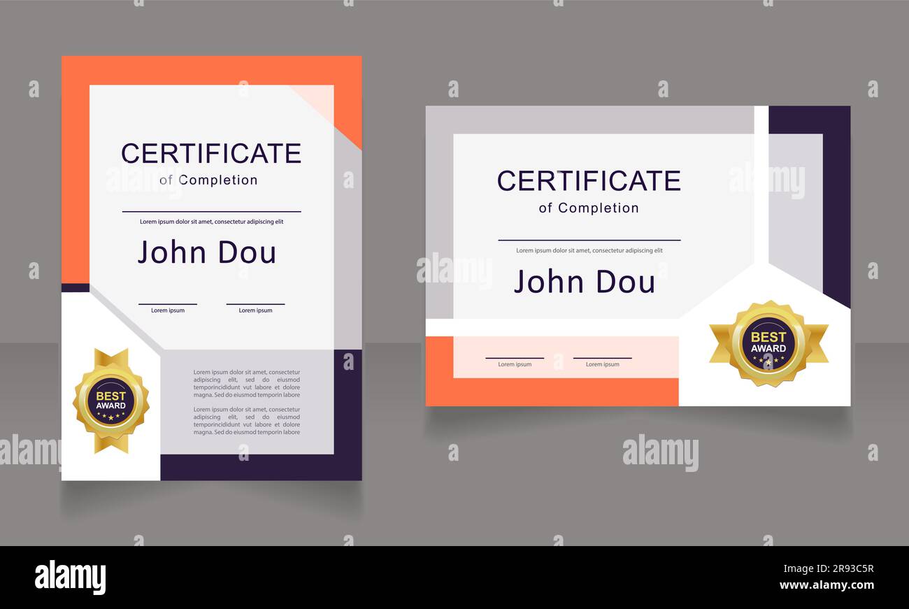 Artist school completion certificate design templates set Stock Vector