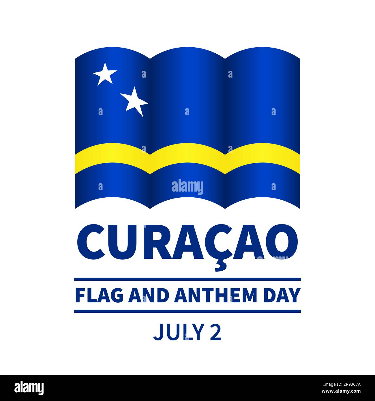 Curacao Flag and Anthem Day. National holiday celebrated on July 2. Vector template for typography poster, banner, greeting card, flyer, etc. Stock Vector