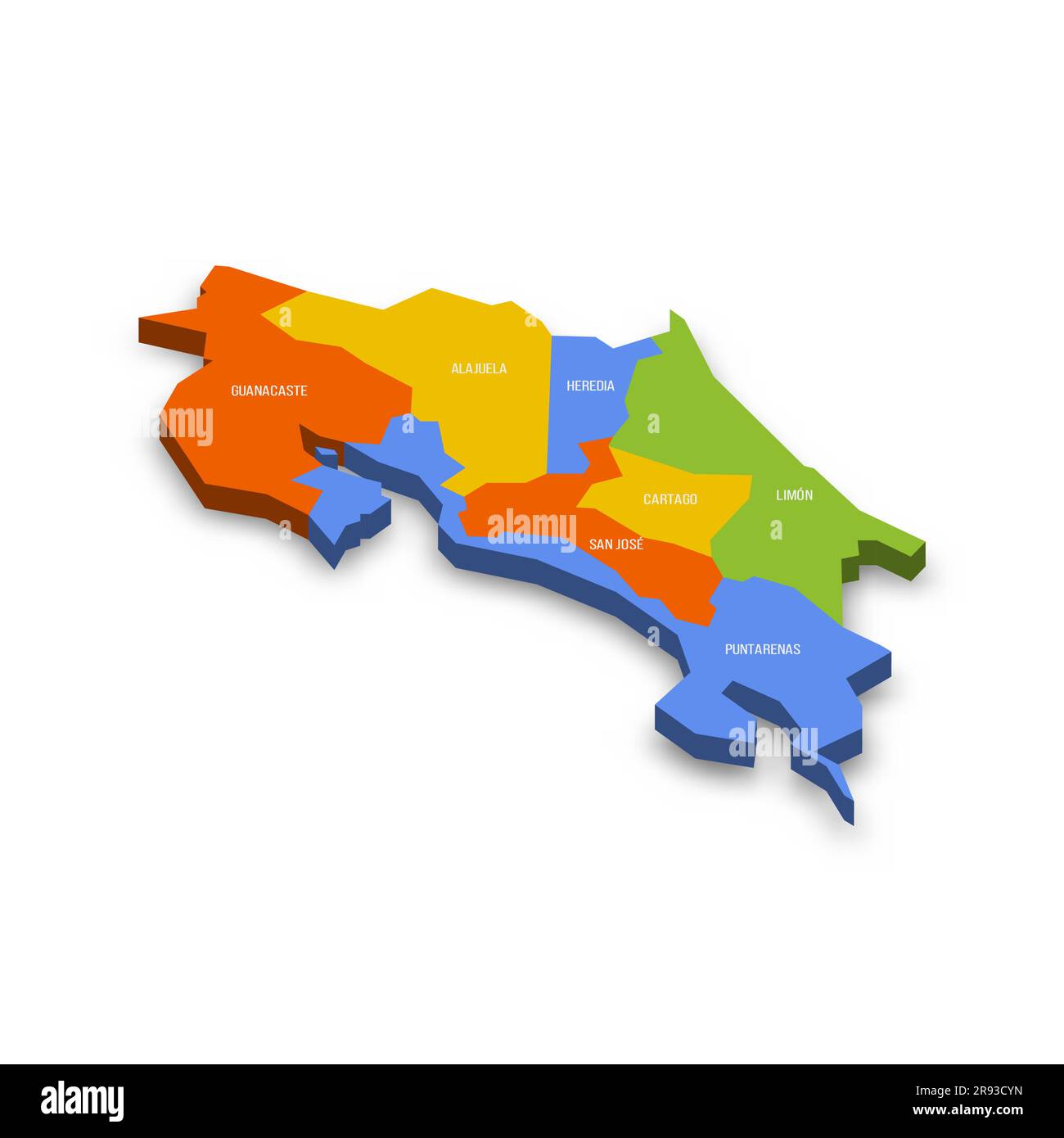 Costa Rica political map of administrative divisions provinces