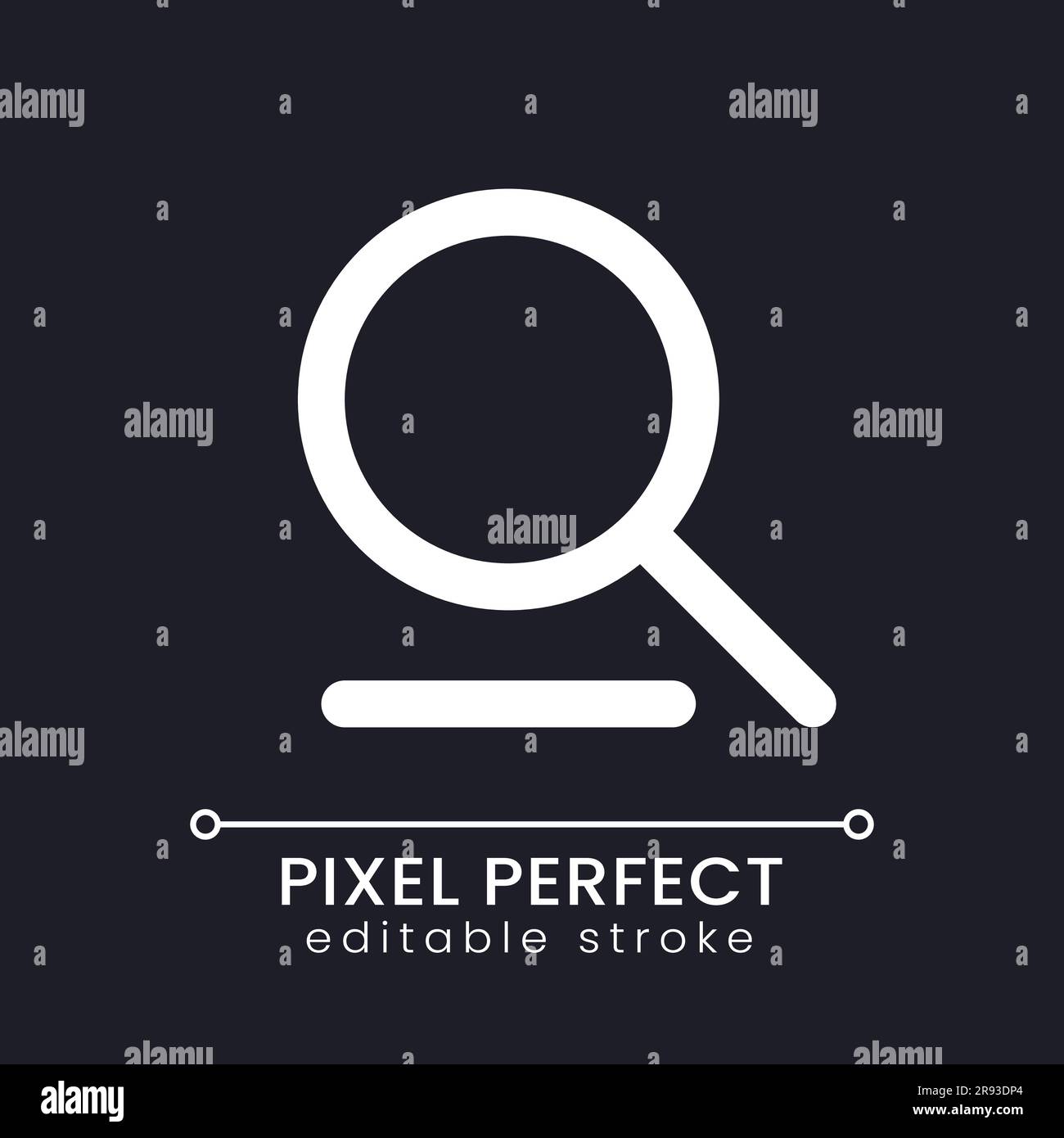 Searching tool pixel perfect white linear ui icon for dark theme Stock Vector