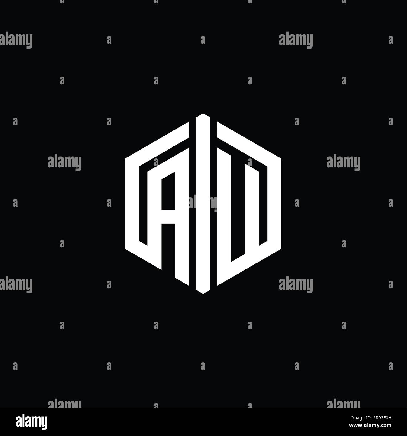AU Letter Logo monogram hexagon shape with connect outline style design ...