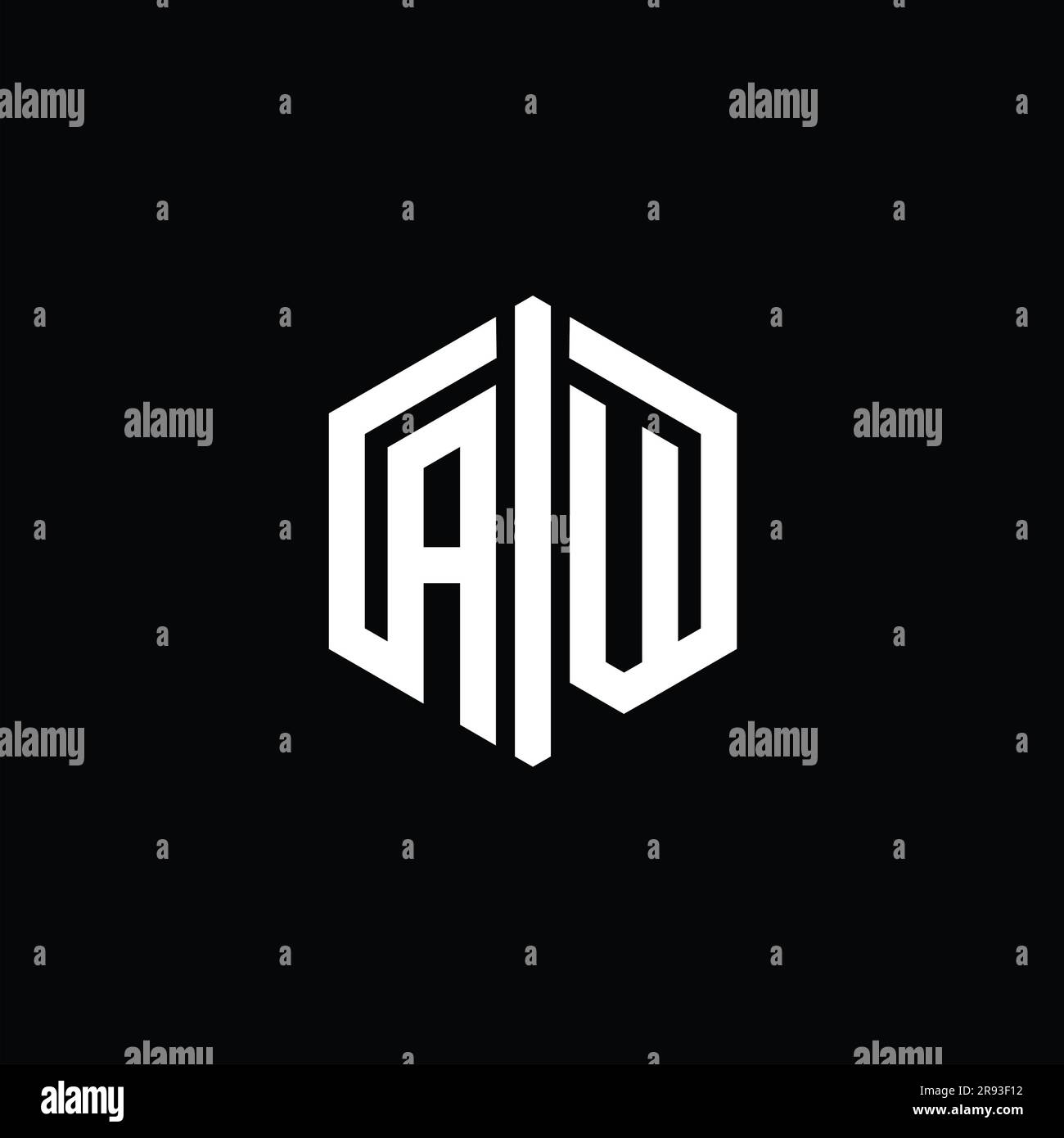 AV Letter Logo monogram hexagon shape with connect outline style design