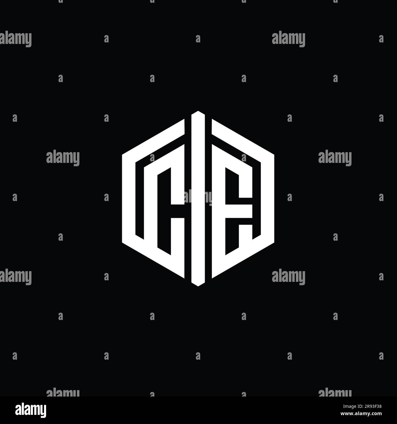 CE Letter Logo monogram hexagon shape with connect outline style design ...