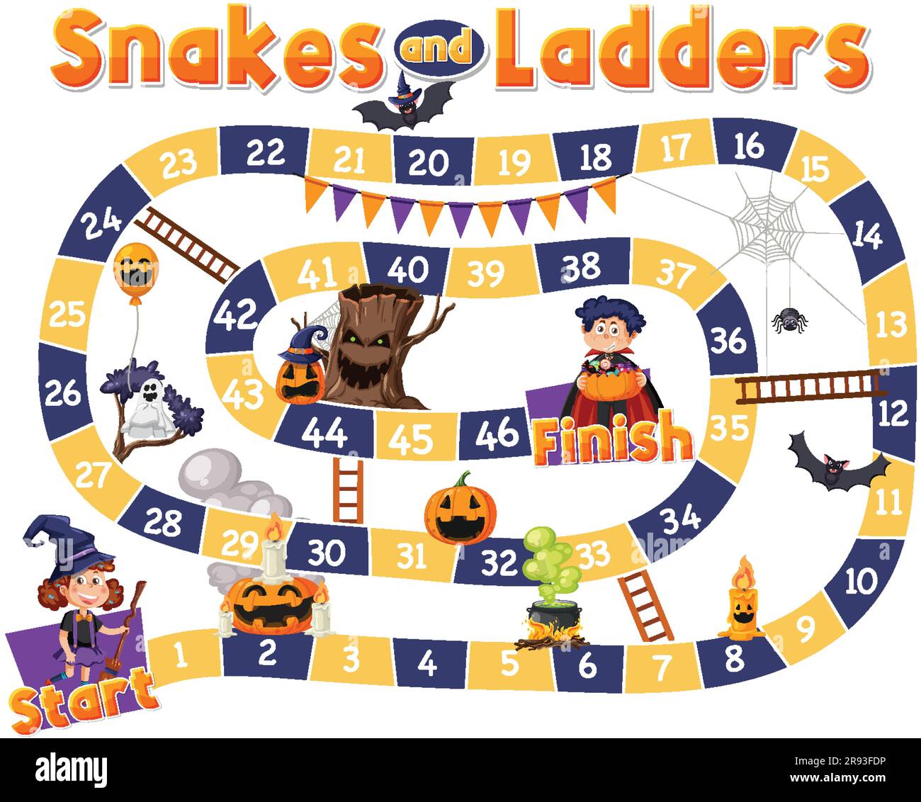 Snakes and Ladders Game Template illustration Stock Vector Image & Art