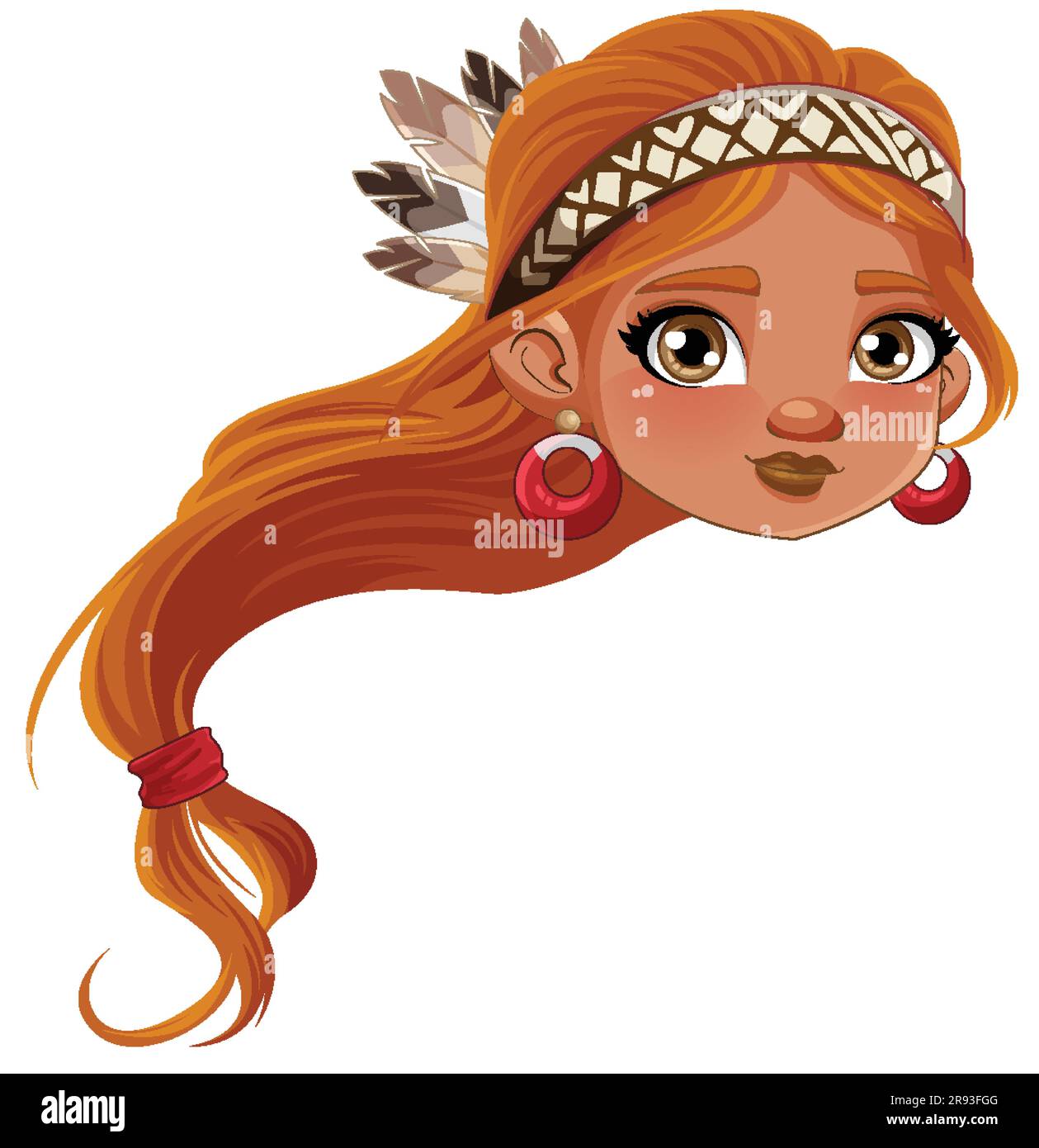Female Native American cartoon head illustration Stock Vector Image
