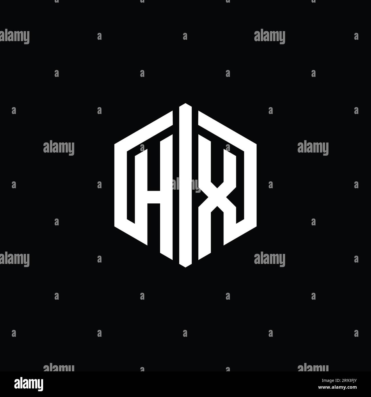 HX Letter Logo monogram hexagon shape with connect outline style design ...