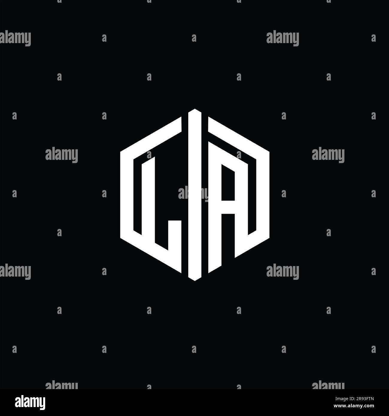 LA Letter Logo monogram hexagon shape with connect outline style design ...