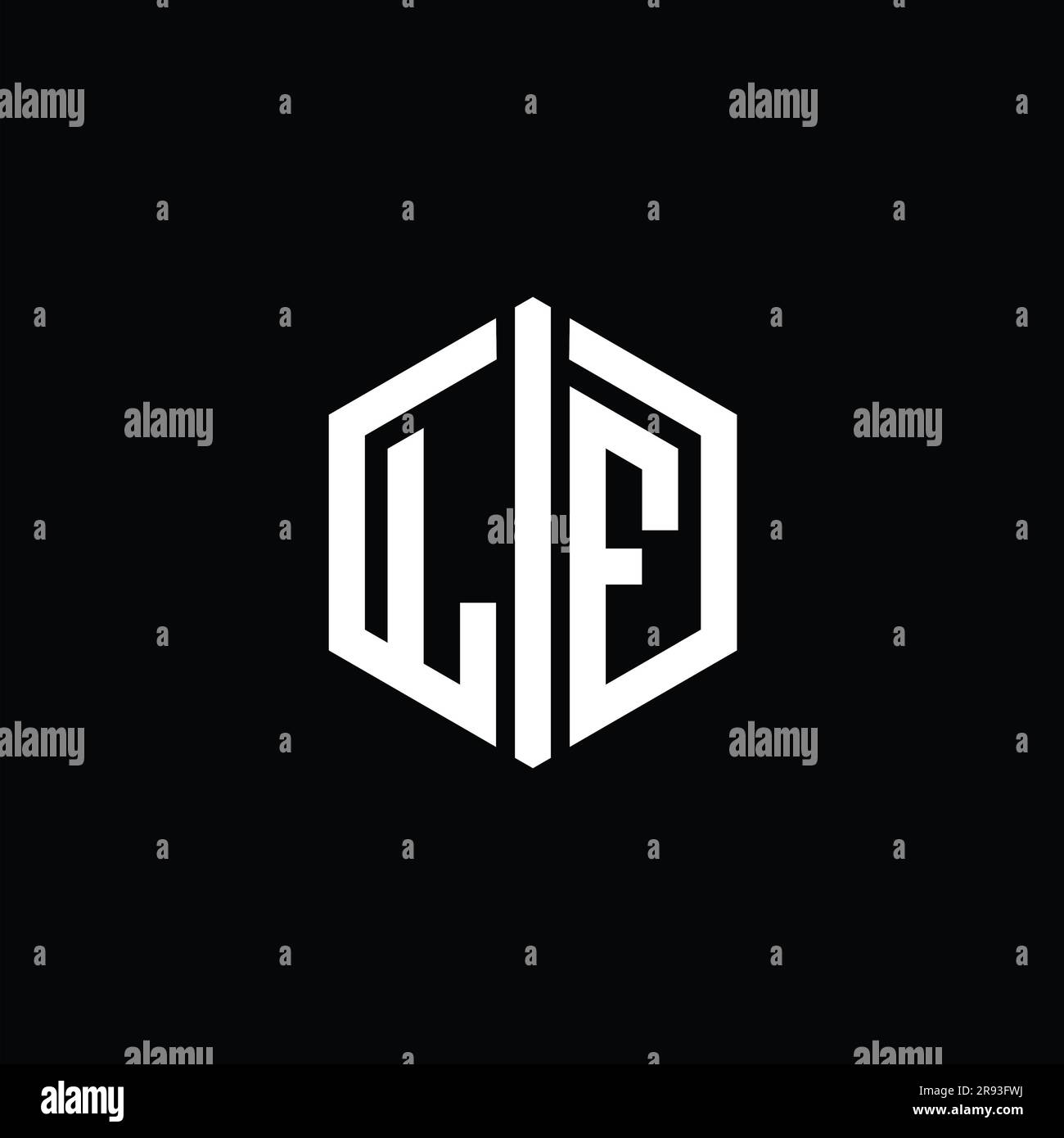 LF Letter Logo monogram hexagon shape with connect outline style design ...