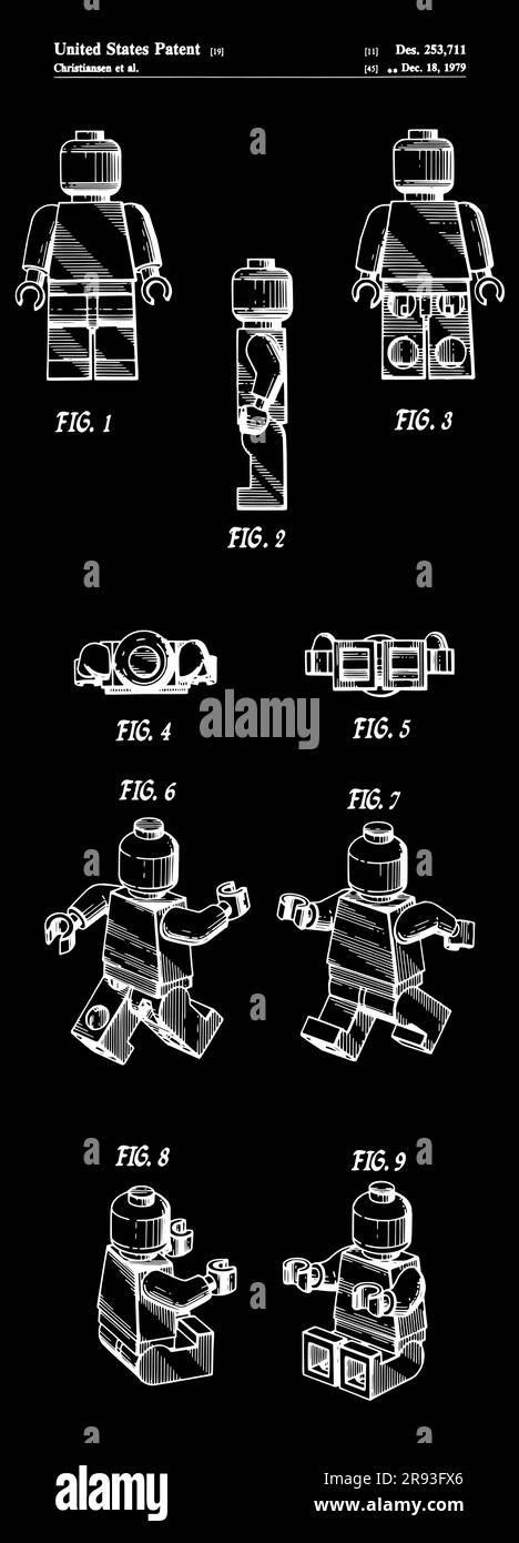 Lego Man Patent, Lego Bricks Art Stock Vector