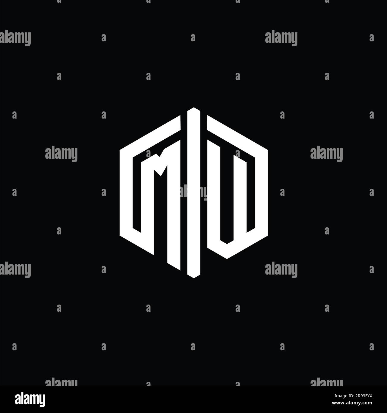 MV Letter Logo monogram hexagon shape with connect outline style design ...