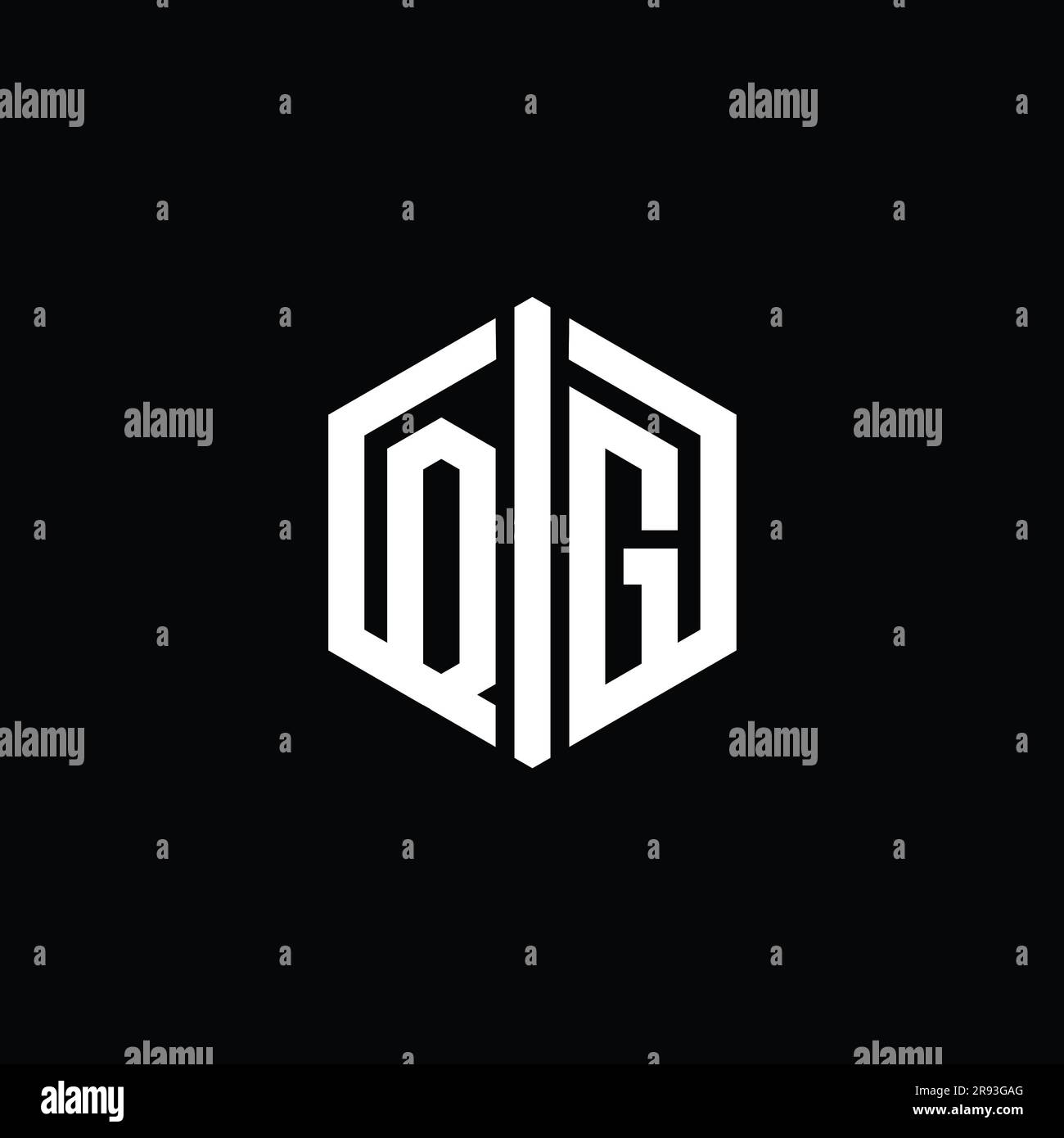 QG Letter Logo monogram hexagon shape with connect outline style design ...