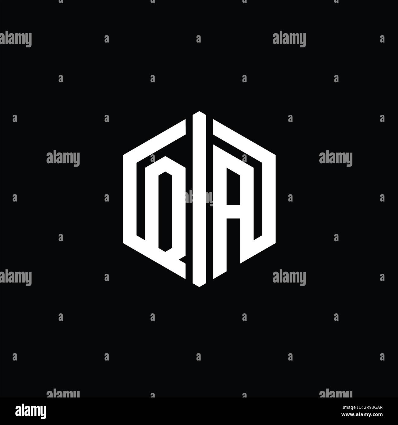 QA Letter Logo monogram hexagon shape with connect outline style design ...
