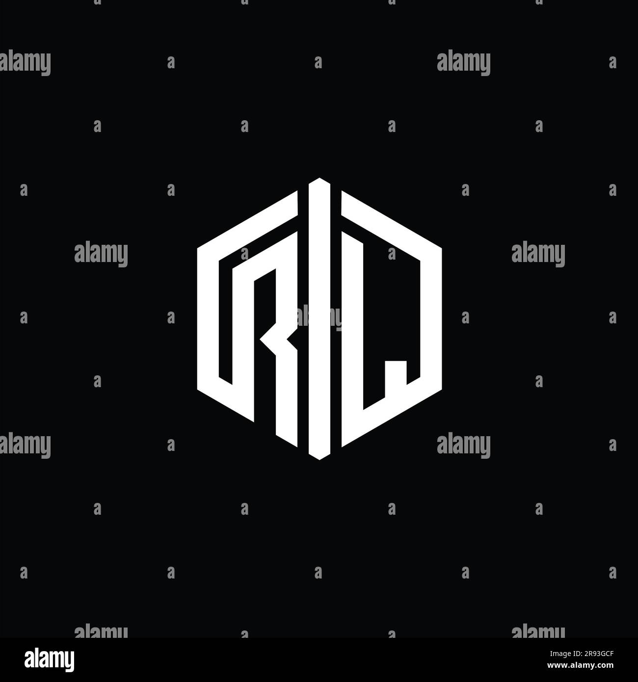 RL Letter Logo monogram hexagon shape with connect outline style design ...
