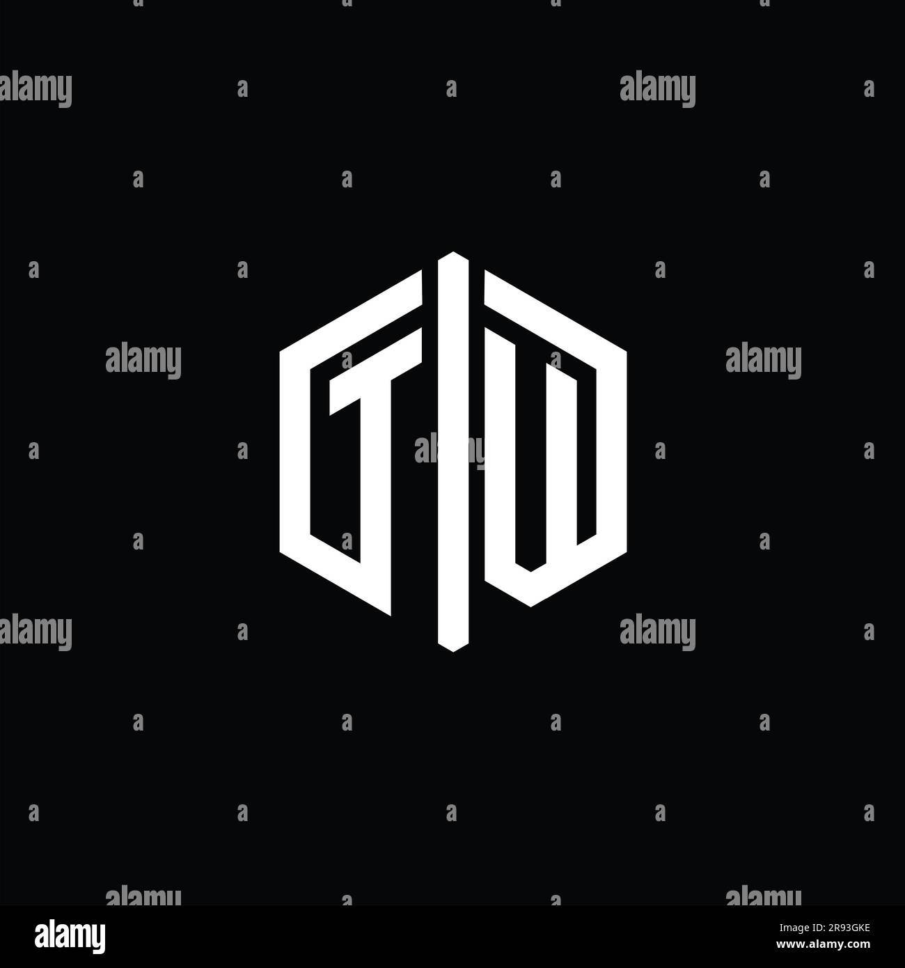 TV Letter Logo monogram hexagon shape with connect outline style design ...