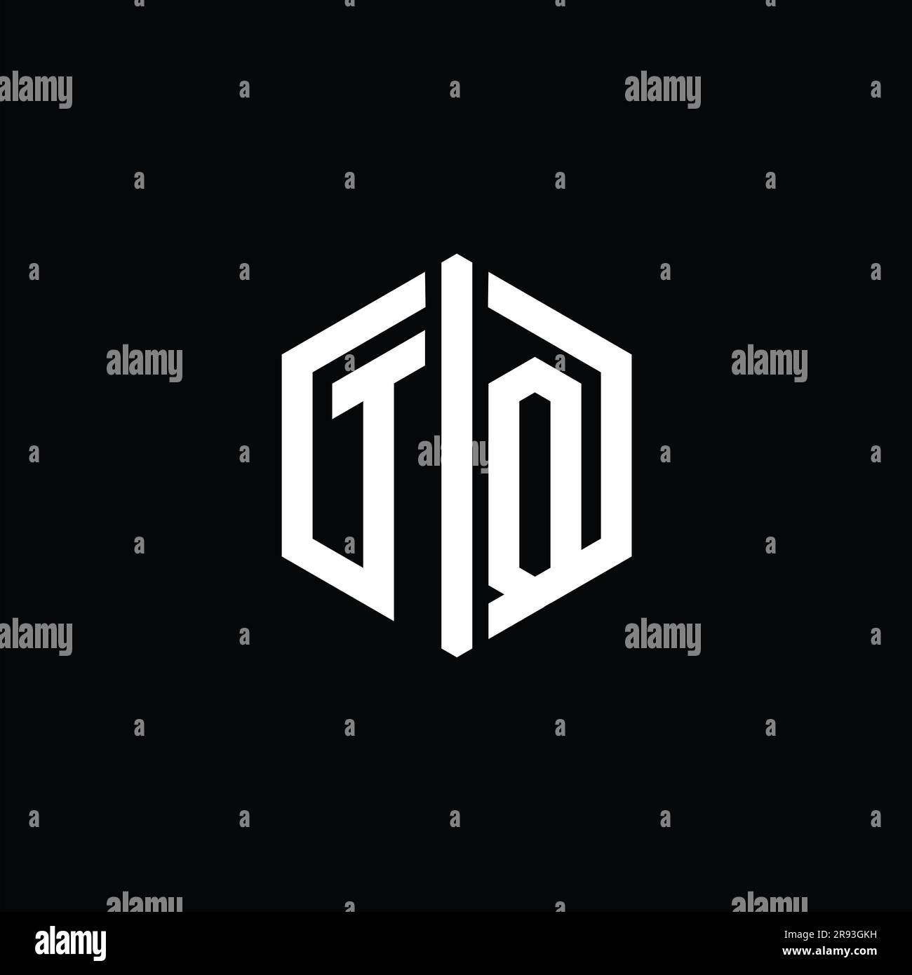 TQ Letter Logo monogram hexagon shape with connect outline style design ...