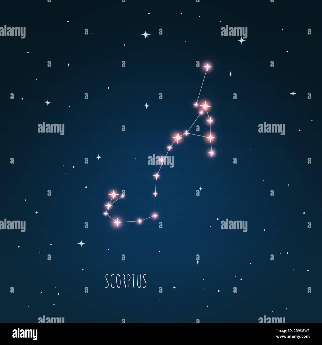 Constellation Scorpius scheme in starry sky Space Stock Vector