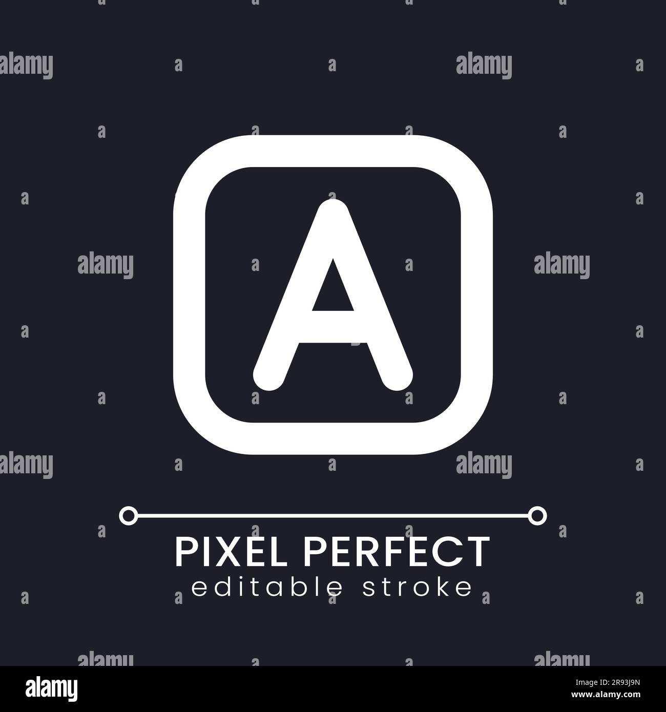 Font style pixel perfect white linear ui icon for dark theme Stock Vector