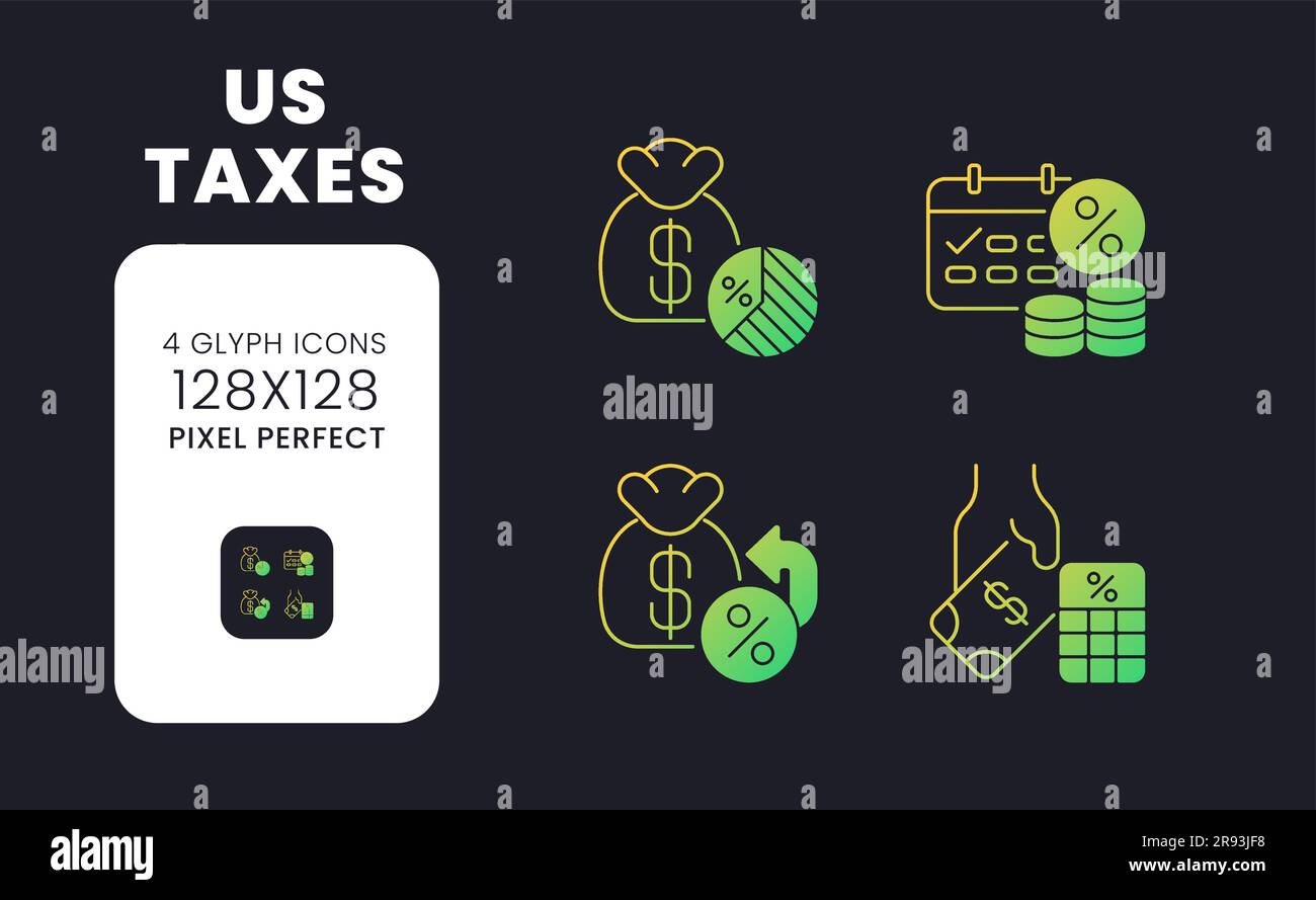 US taxes yellow solid gradient desktop icons Stock Vector