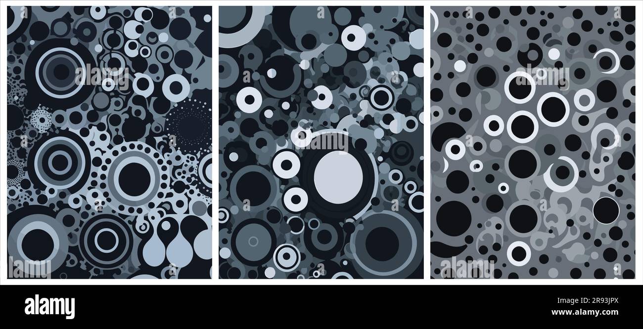 set of abstract black and white background vector with circles Stock ...
