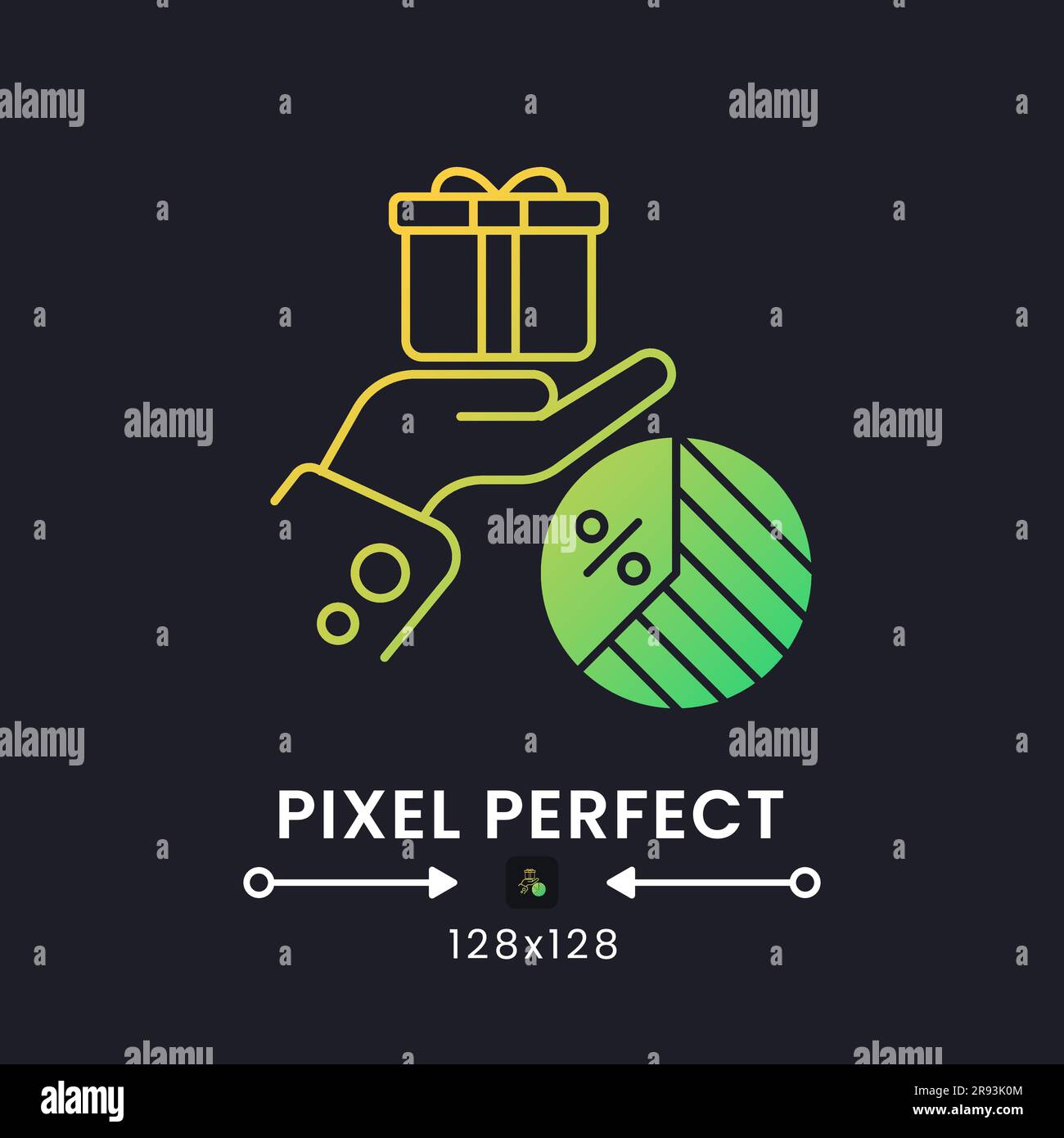 Gift Tax yellow solid gradient desktop icon on black Stock Vector