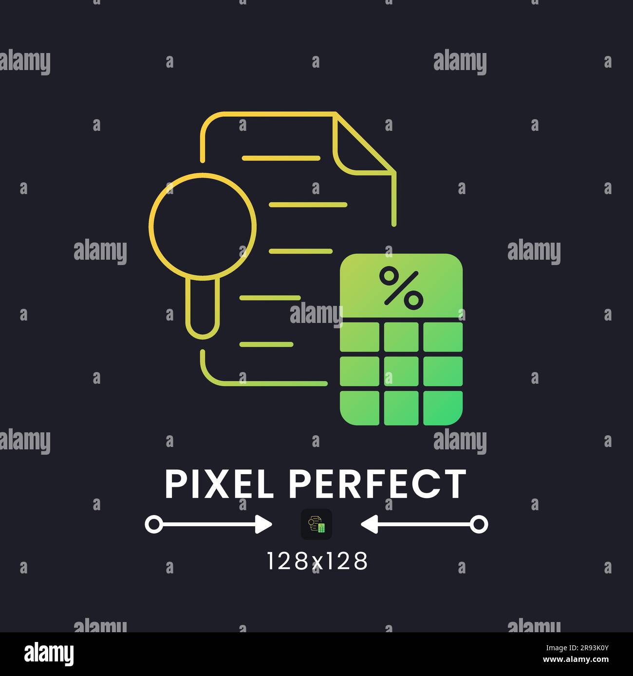 Tax Audit yellow solid gradient desktop icon on black Stock Vector