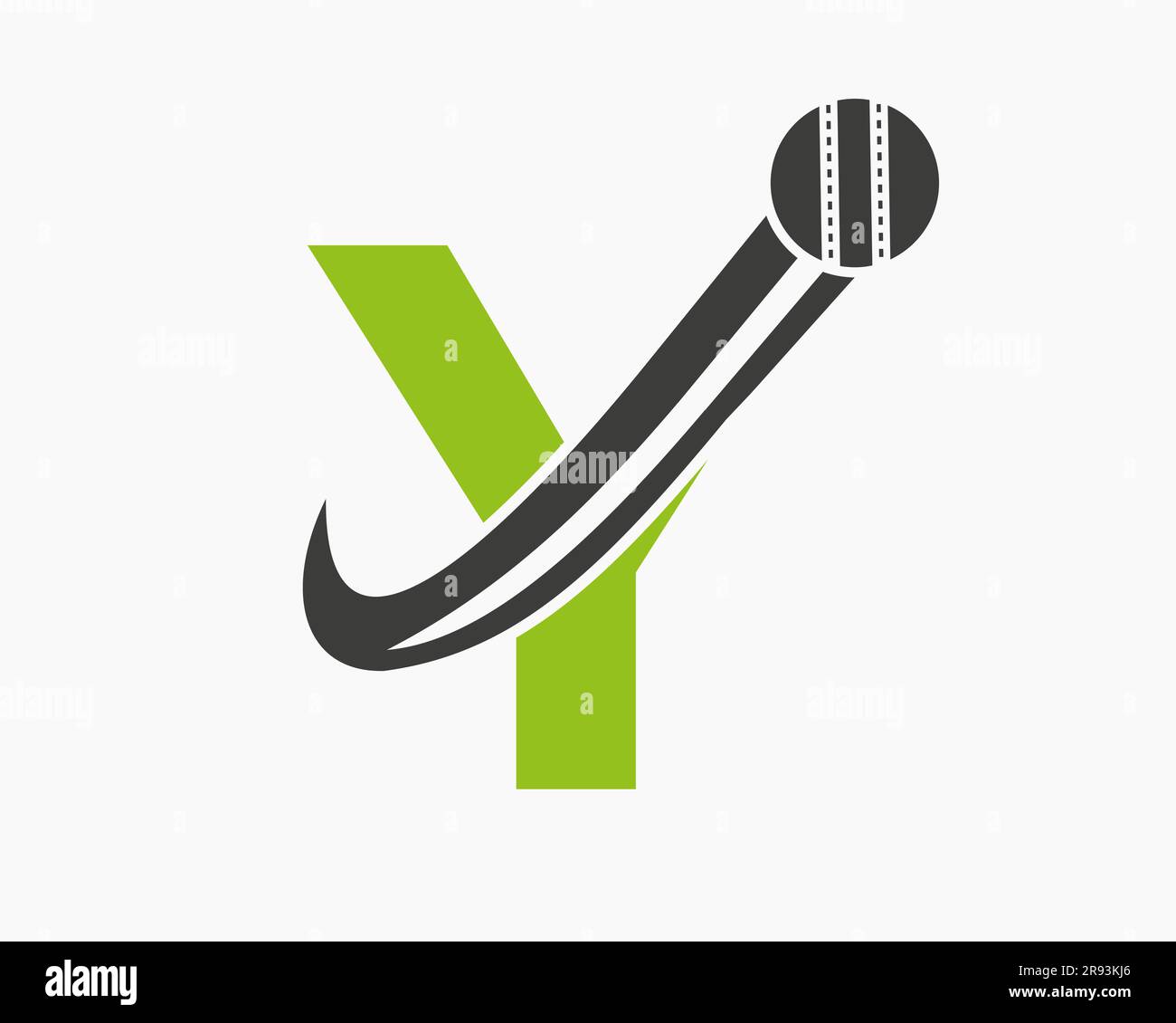 Initial Letter Y Cricket Logo Concept With Moving Ball Icon For Cricket Club Symbol. Cricketer Sign Stock Vector