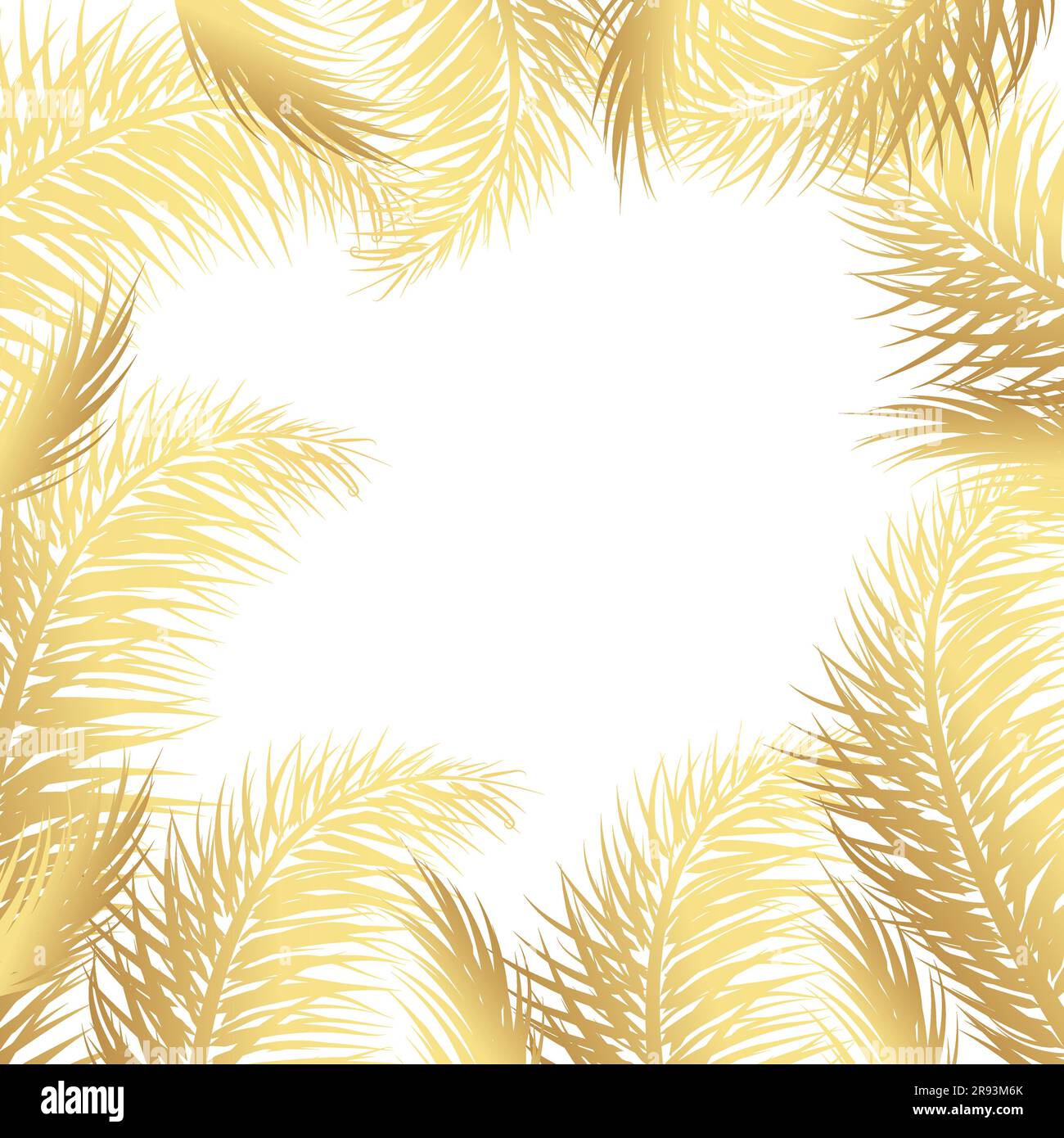 Vector tropical Golden palm leaves on white background. Summer tropical ...