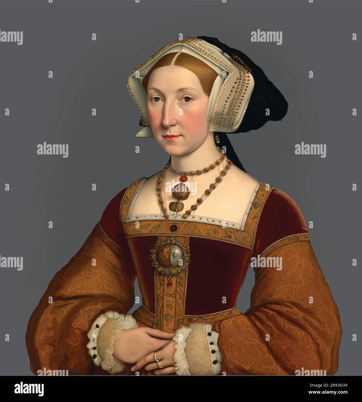 Interpretation vector of Jane Seymour (1508-1537), third wife of Henry VIII. Stock Vector