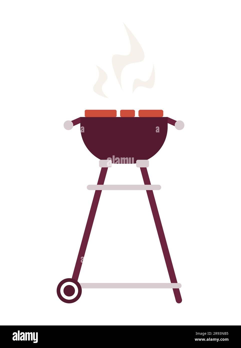 Grill with steaks semi flat colour vector object Stock Vector Image ...