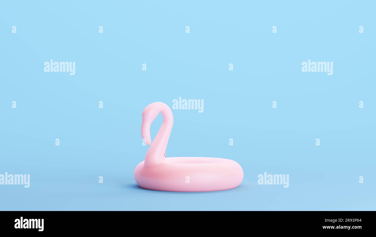 Pink Inflatable Flamingo Rubber Ring Fun Holiday Plastic Pool Toy Kitsch  Blue Background 3d illustration render digital rendering Stock Photo - Alamy