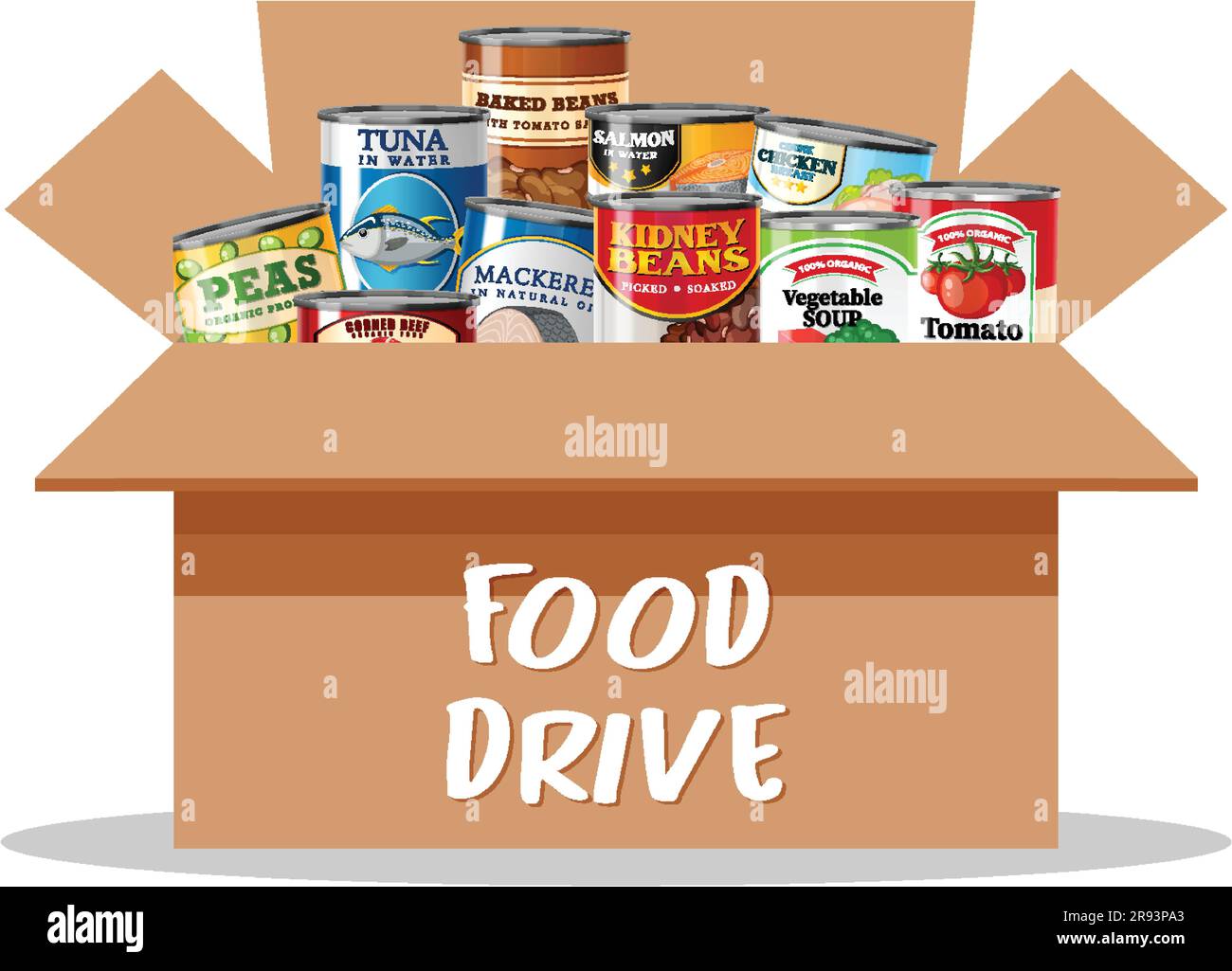 Preservatives canned food in the box illustration Stock Vector Image