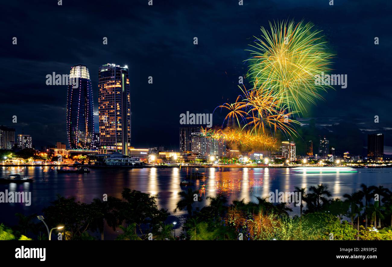 Da Nang International Fireworks Festival 2023, Da Nang city, Vietnam. Photo taken on June 2023 Stock Photo