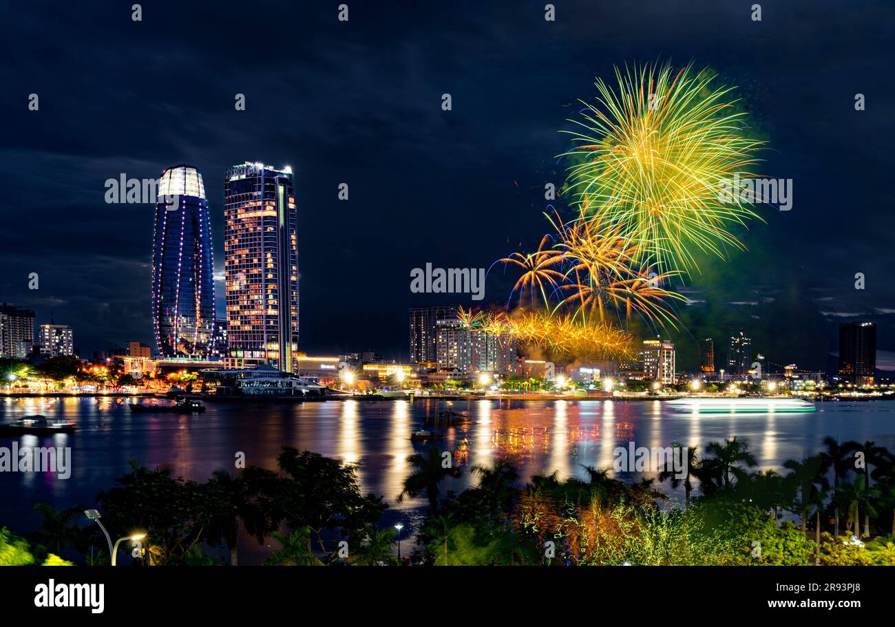 Da Nang International Fireworks Festival 2023, Da Nang city, Vietnam. Photo taken on June 2023 Stock Photo