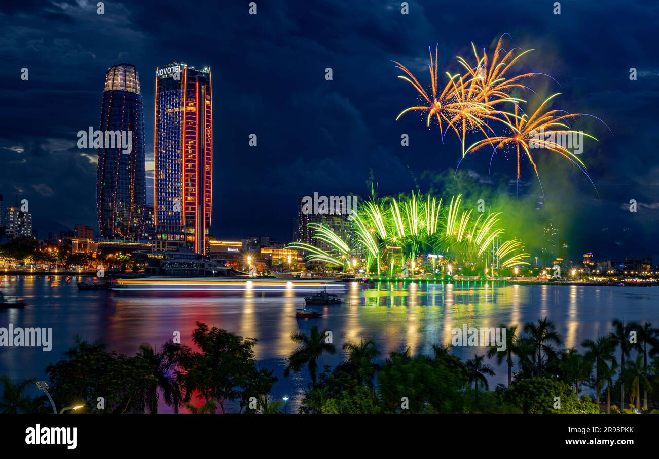 Da Nang International Fireworks Festival 2023, Da Nang city, Vietnam. Photo taken on June 2023 Stock Photo