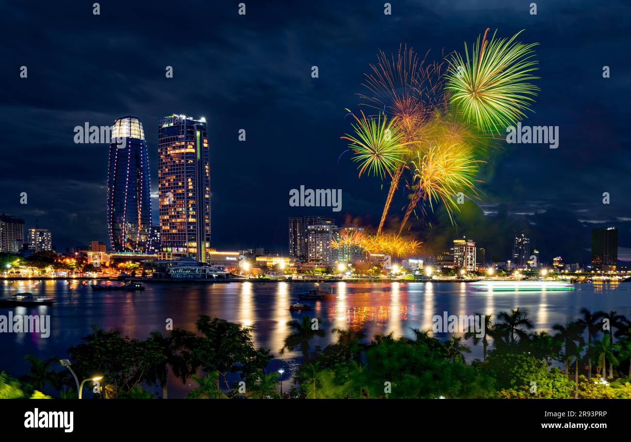 Da Nang International Fireworks Festival 2023, Da Nang city, Vietnam. Photo taken on June 2023 Stock Photo