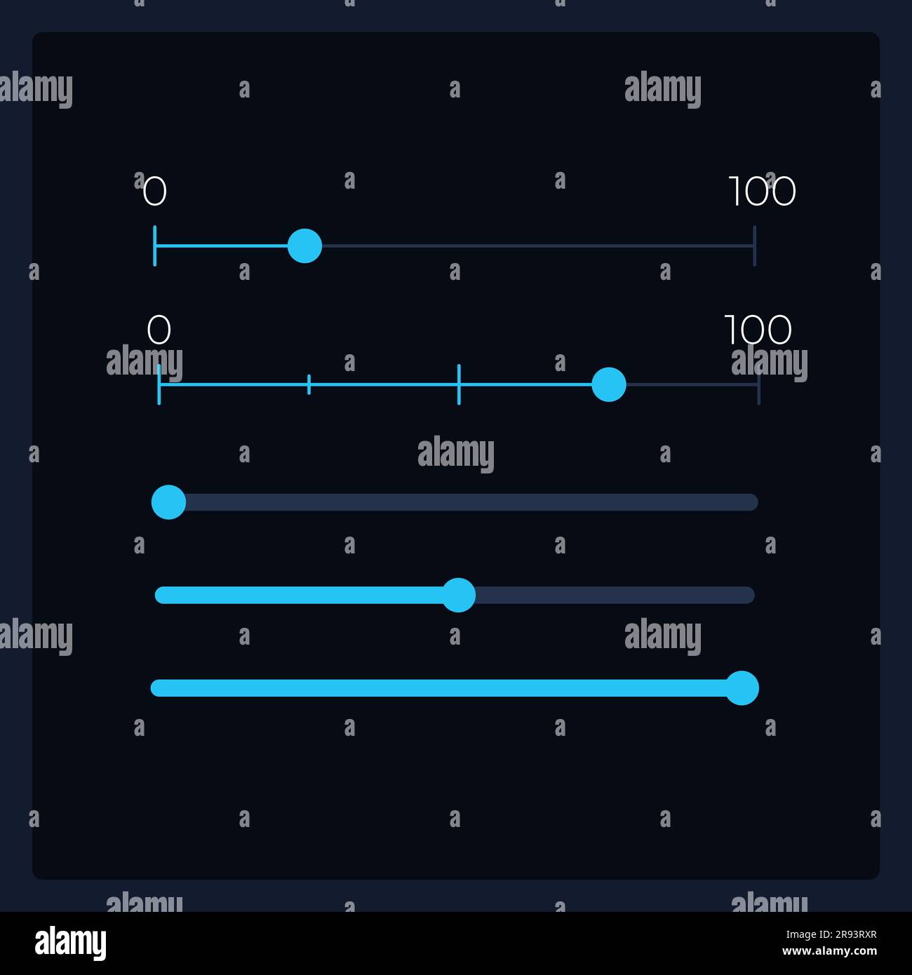 Track bar UI elements kit. Sliding scale. Setting value isolated vector ...