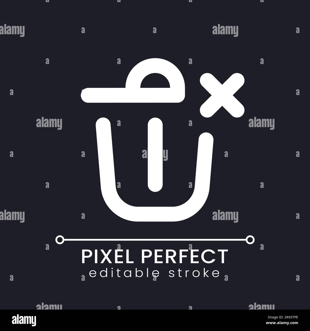 Canceled removal pixel perfect white linear ui icon for dark theme Stock Vector