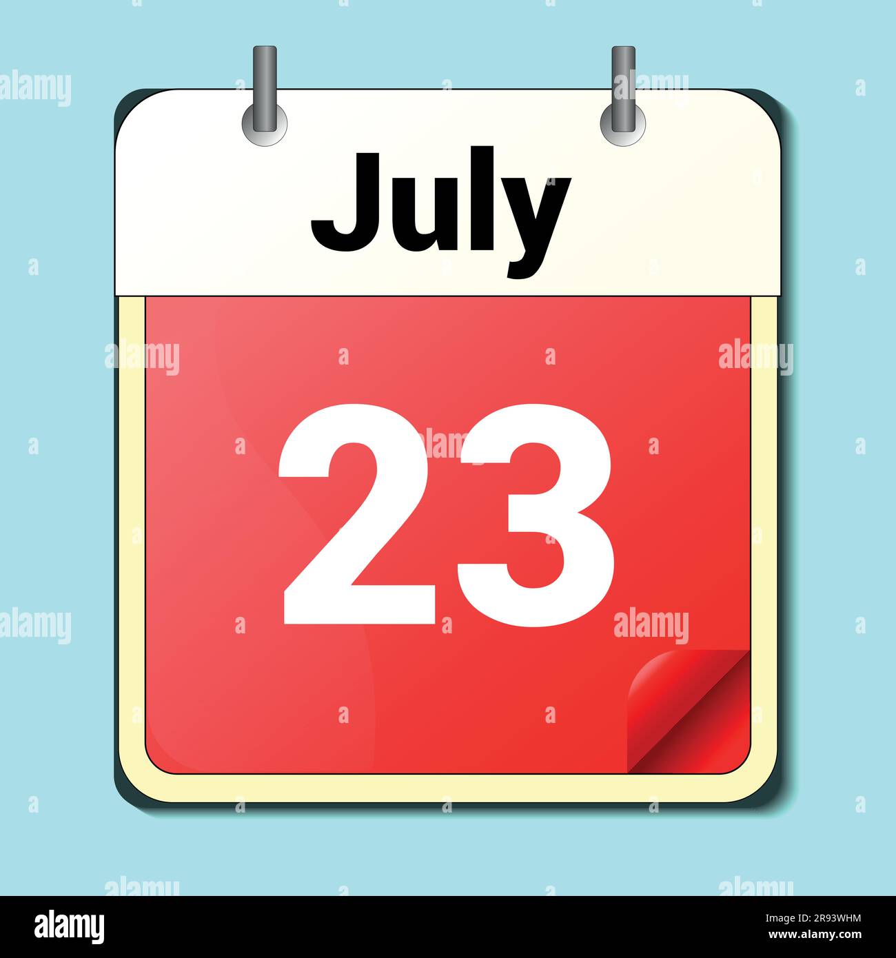 day on the calendar, vector image format, June 23 Stock Vector