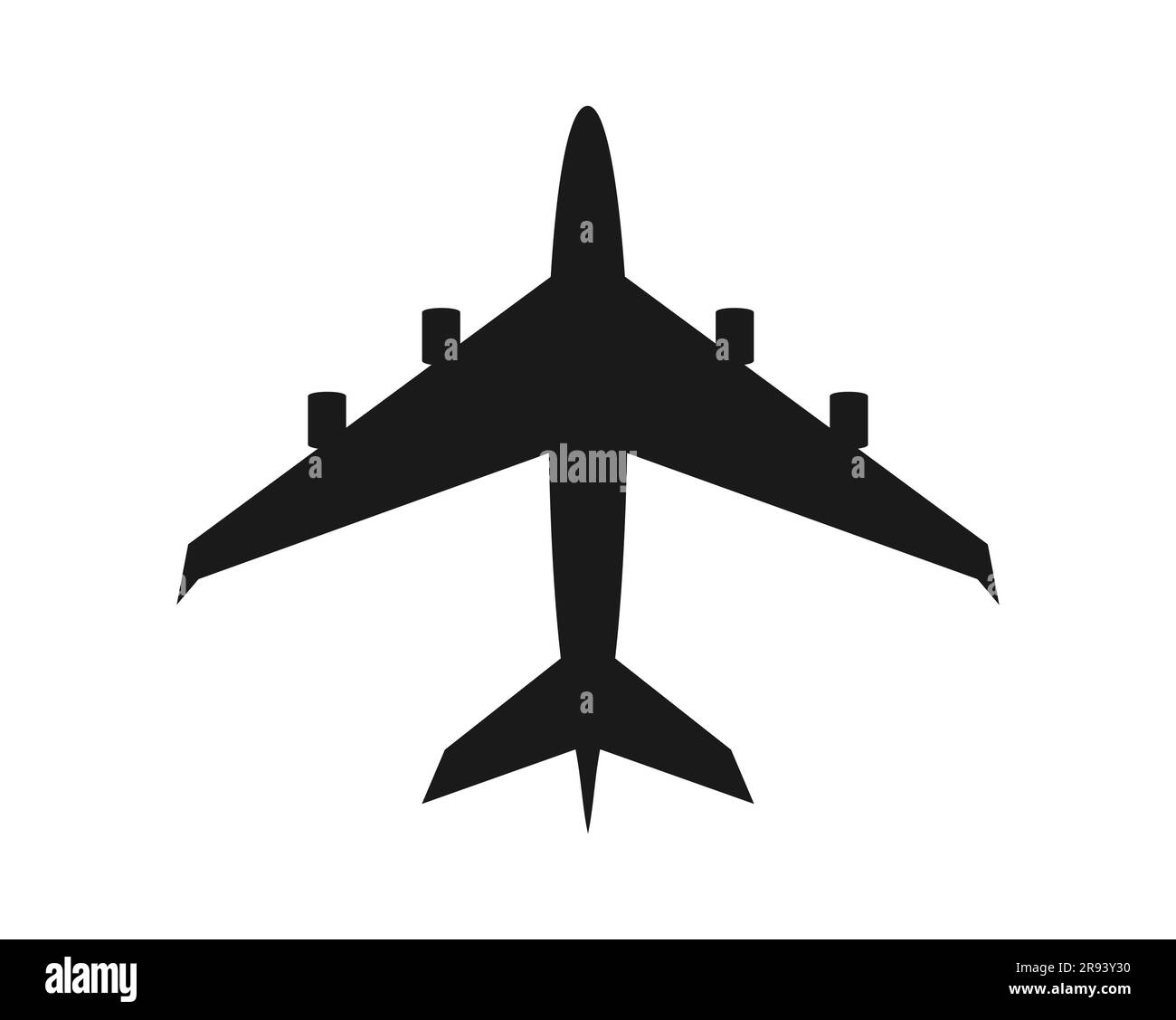 Black airplane icon isolated on white background, vector illustration ...