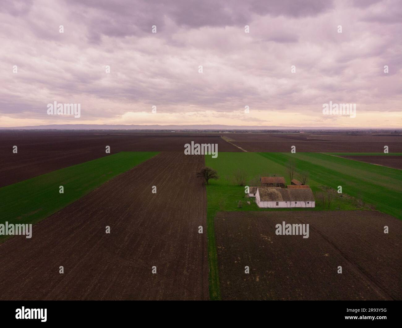 Aerial flight over abandoned ranch hi-res stock photography and images ...