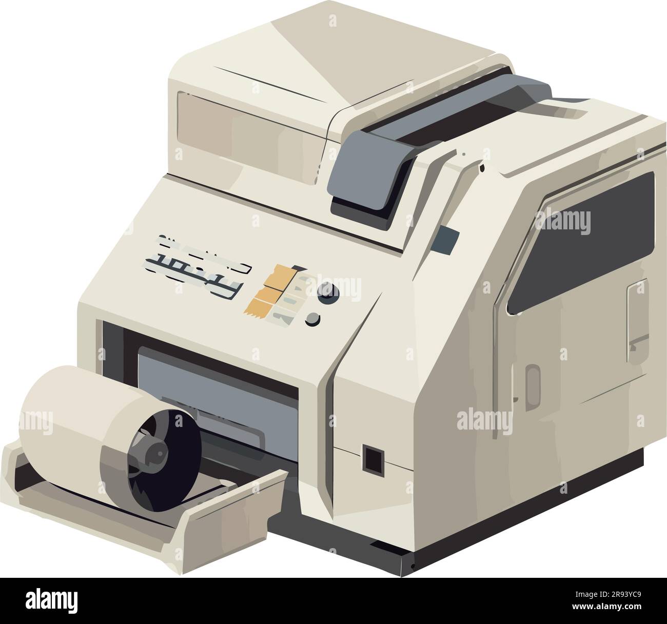 printer technology produces high quality printouts over white Stock