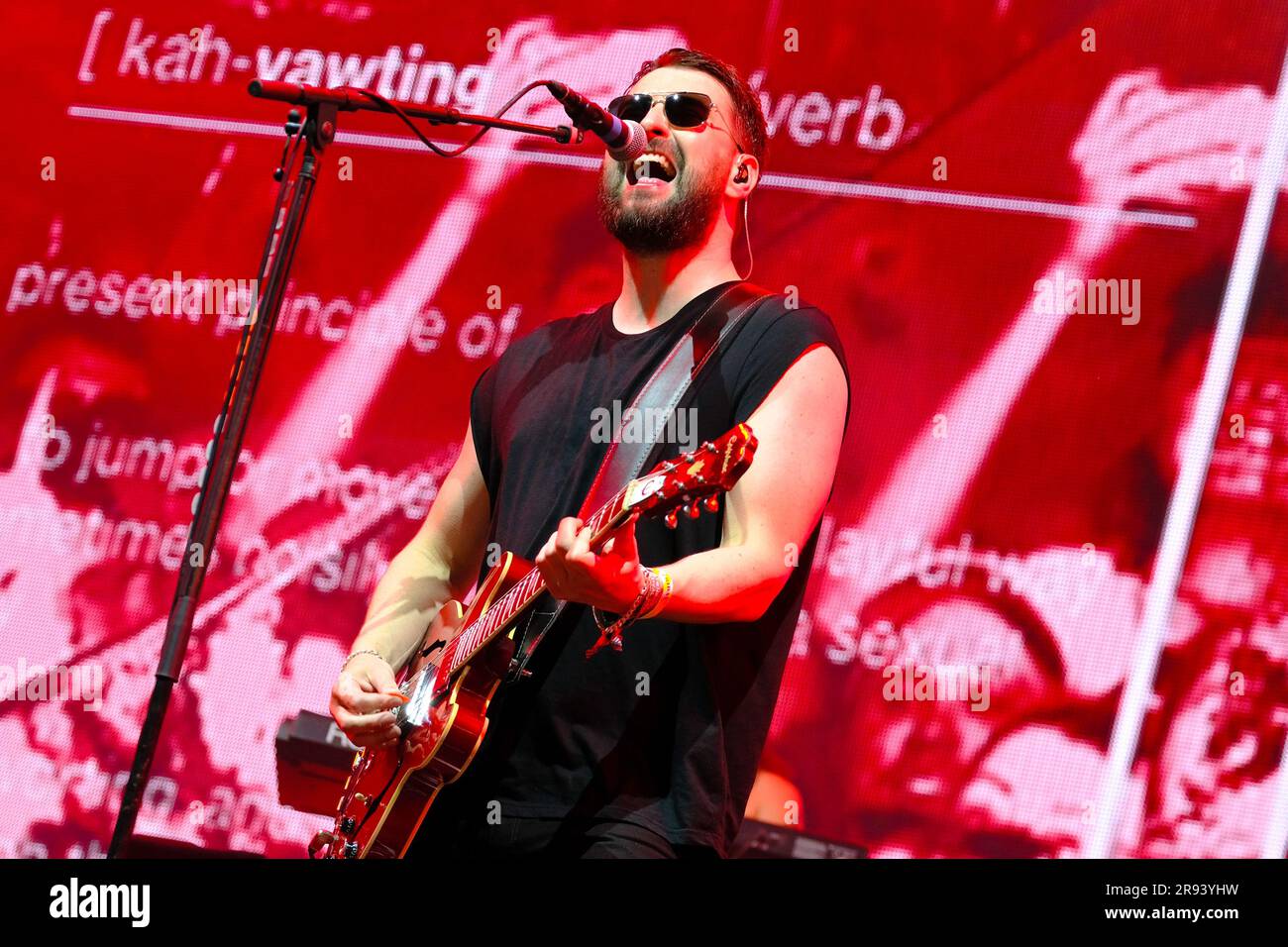 Pilton, UK. 23rd June, 2023. Liam Ryan James Fray, lead singer and guitarist of The Courteeners