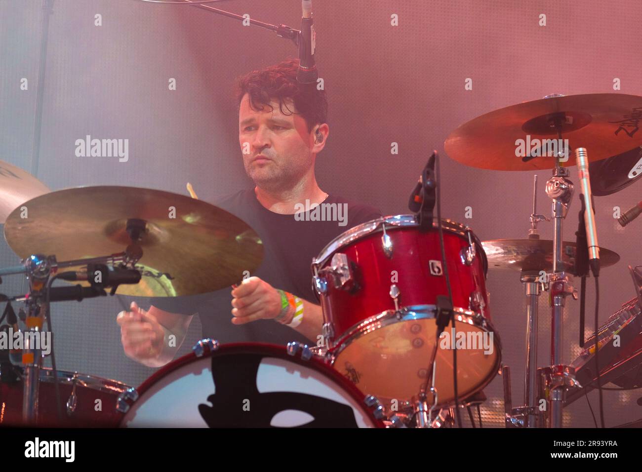 Pilton, UK. 23rd June, 2023. Michael Campbell, drummer of The