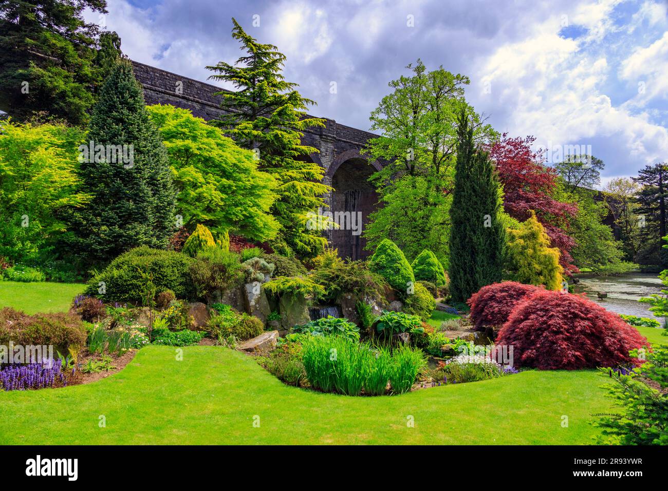A colourful display of spring flowers and leaves in the Kilver Court ...