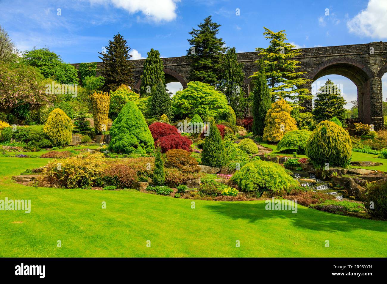 A colourful display of spring flowers and leaves in the Kilver Court ...