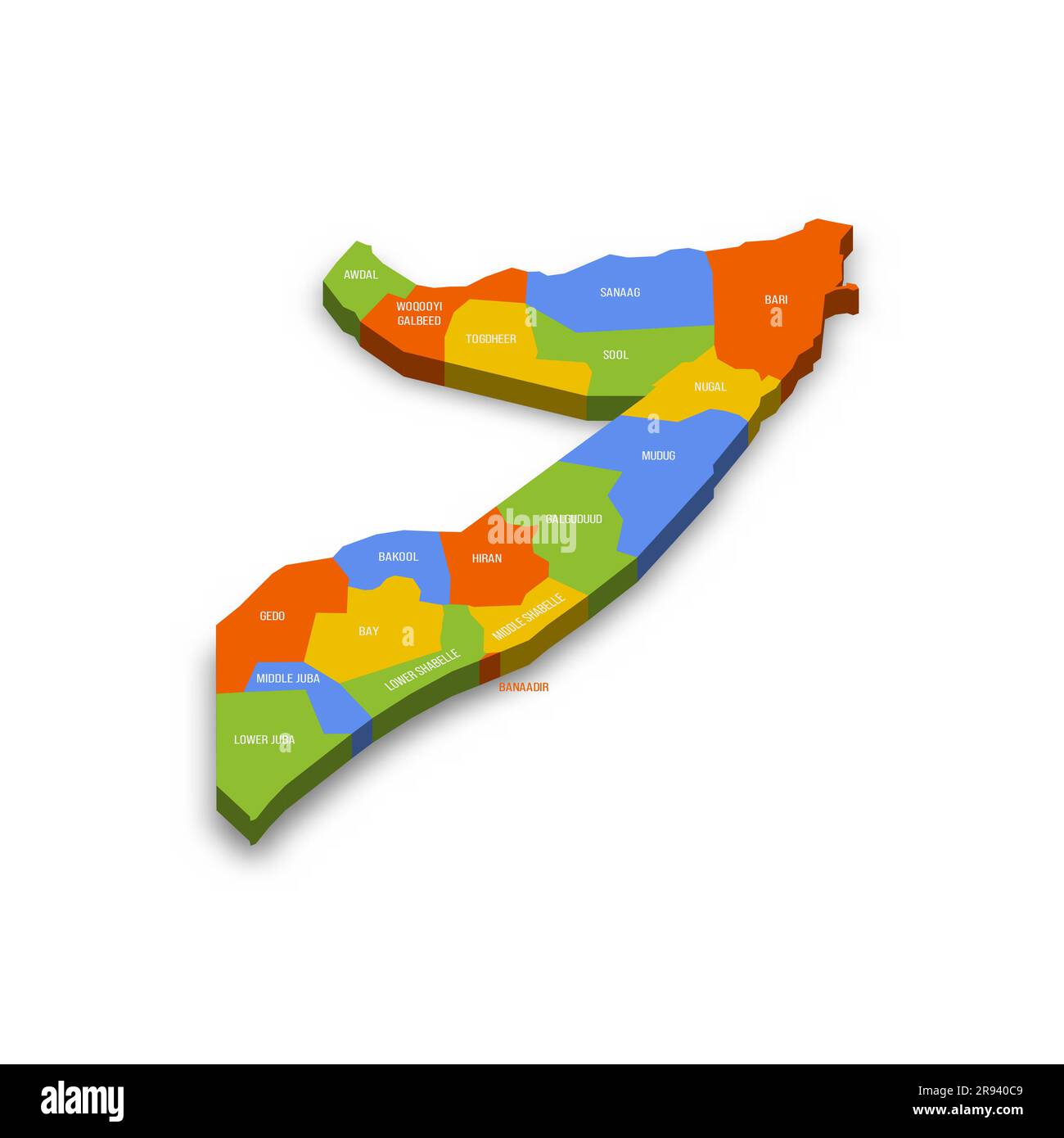 Somalia political map of administrative divisions - federal states ...