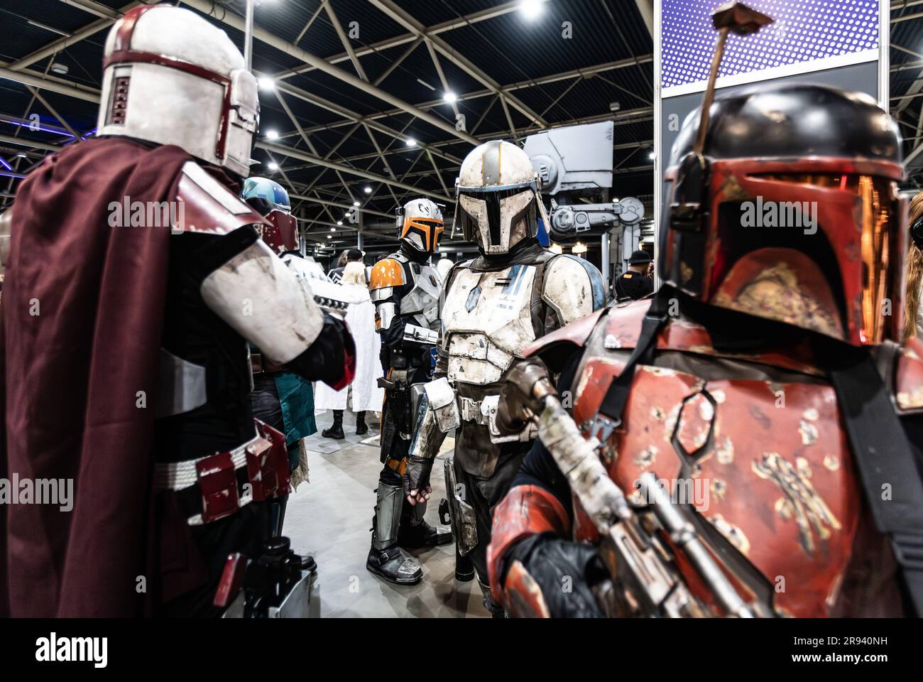 UTRECHT - Visitors in cosplay costume during the Dutch Comic Con in the Jaarbeurs. Dutch Comic Con is an annual event dedicated to comic books, films, series, video games and costumes of pop culture characters. ANP EVA PLEVIER netherlands out - belgium out Stock Photo