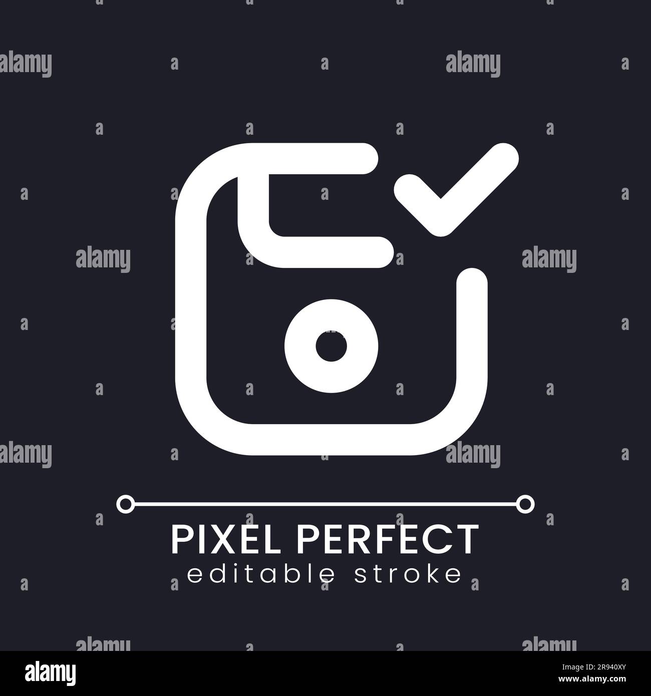 Apply saving pixel perfect white linear ui icon for dark theme Stock Vector
